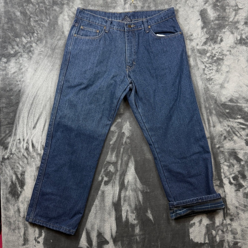 Smith's Workwear Jeans Mens 36x30 Blue Excellent Flannel Lined Straight Leg